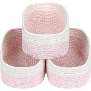 CubesLand Rectangle Organization/Storage Basket, Natural Cotton Rope Woven